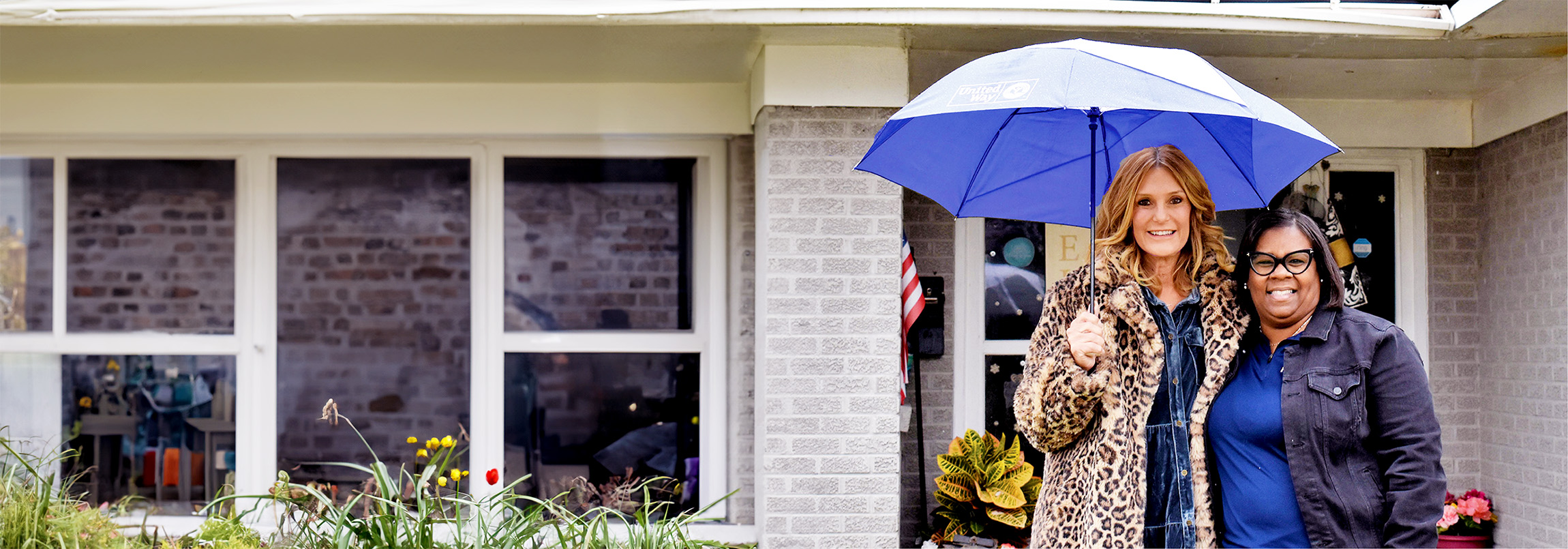 two women with umbrella